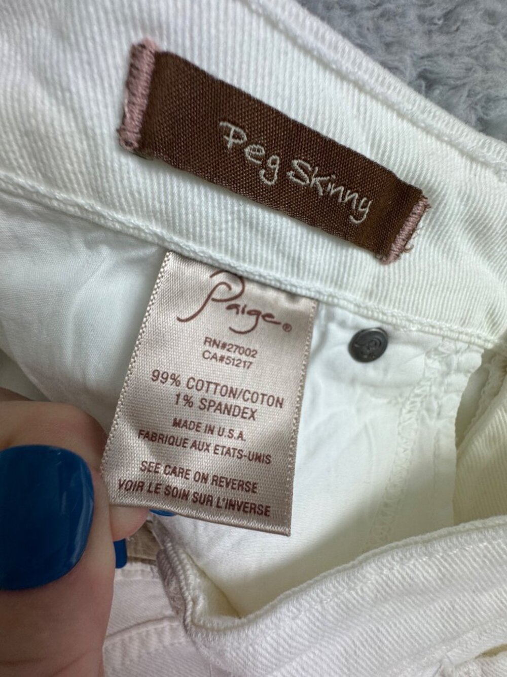 Paige Peg Skinny White Jeans Womens 30 Stretch Travel Retro Y2K Office Casual - Picture 4 of 14